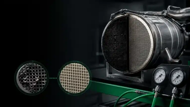 Filtro de partículas durante un proceso profesional de limpieza y comprobación