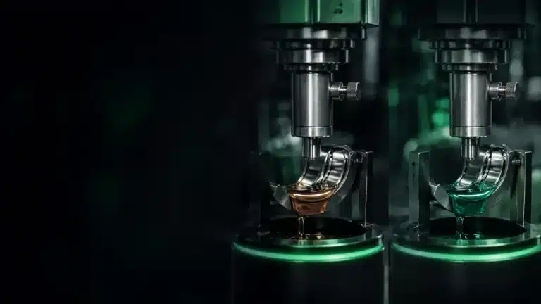 Comparación de lubricantes protegiendo superficies metálicas de fricción