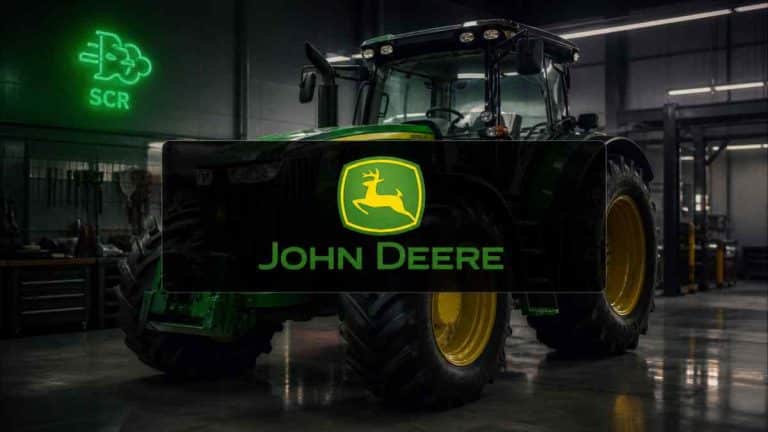 Tractor John Deere con aviso AdBlue y sistema SCR