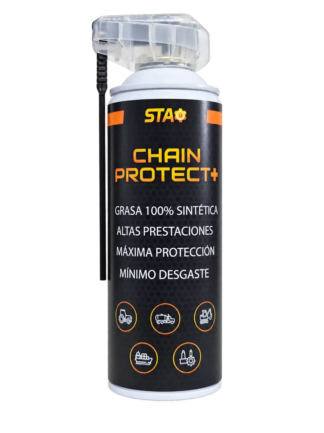 Aerosol Chain Protect+ STA de grasa 100 % sintética para cadenas de maquinaria agrícola, obra pública e industria
